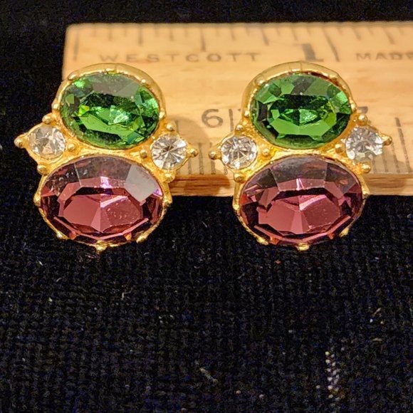 Vintage MFA Austrian Crystal Earrings 1 - Picture 3 of 6